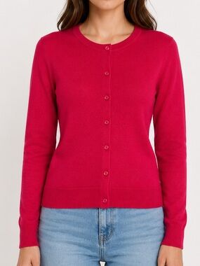 Amazon Essentials Red Button Front Cardigan Sweater Soft Stretch Knit Women’s XS